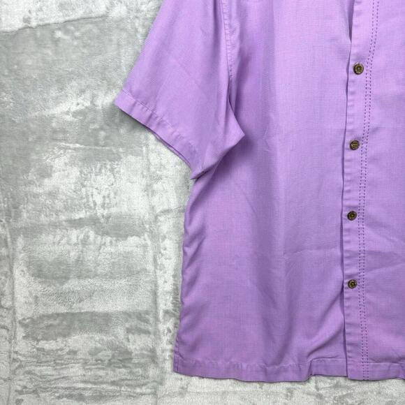 Tommy Bahama Lavender Short Sleeve Shirt Men Size L Relaxed Fit Island Hawaii - Picture 3 of 9